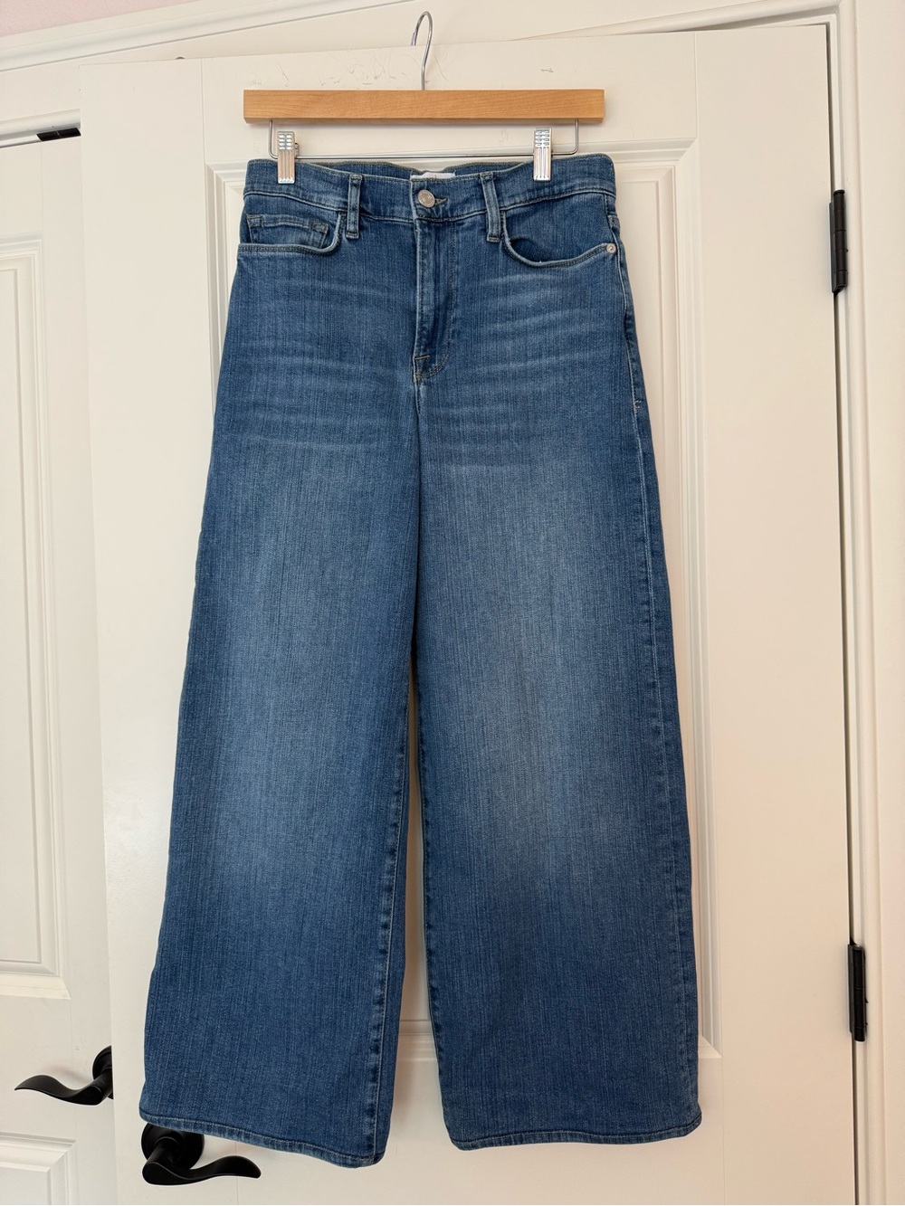 Frame Denim Wide-Leg Le Slim Palazzo in Drizzle Wash